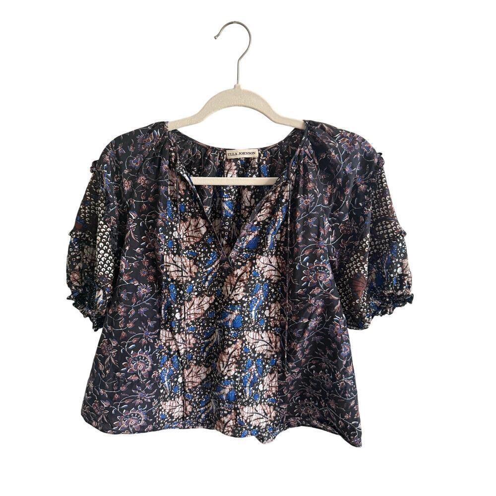 Ulla Johnson - Arusi Printed Cotton and Silk-Blend Blouse Batik - Size 2 - Picture 2 of 4